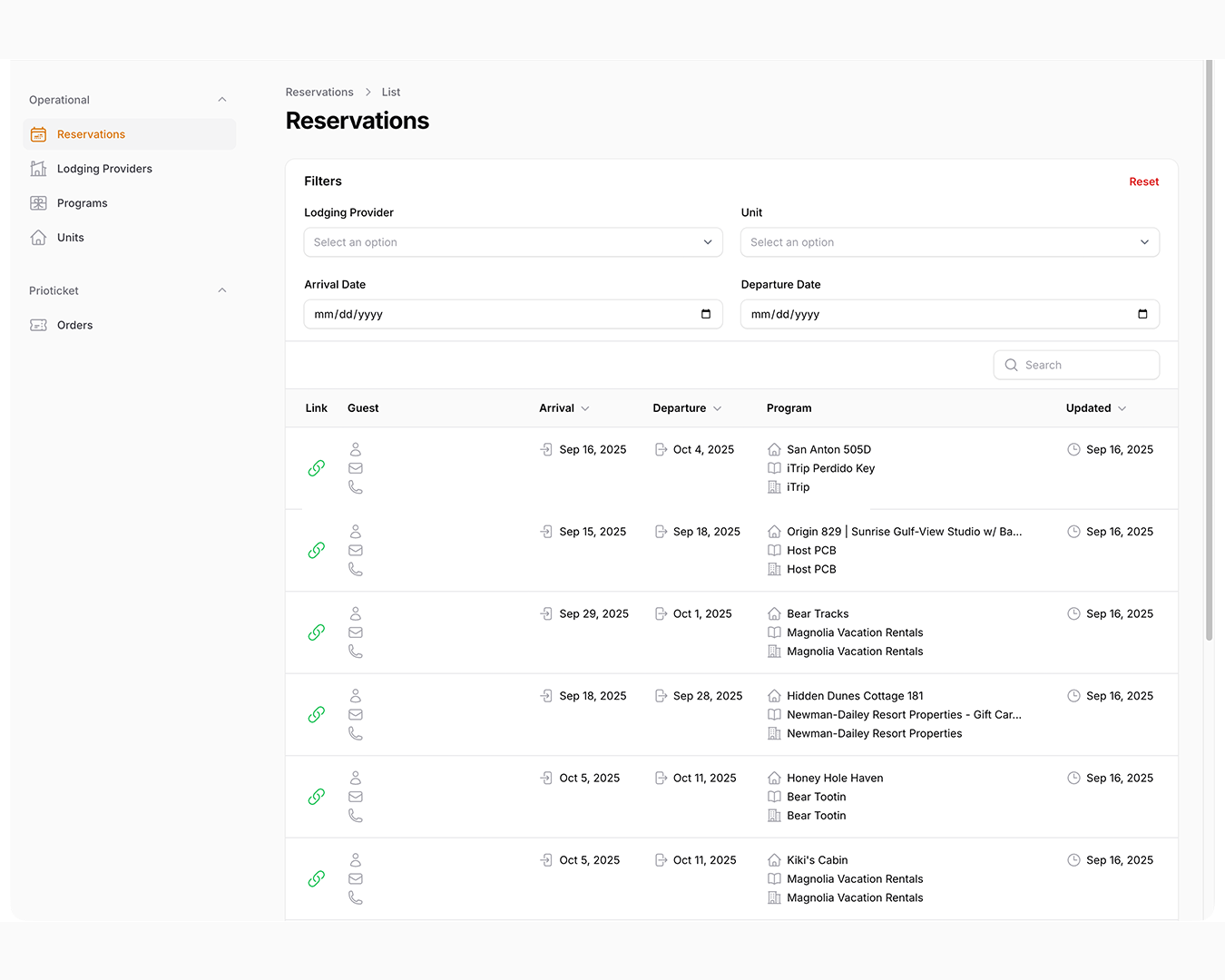 Reservation Interface